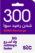 بطاقة إعادة شحن سوا بقيمة 345 ريال