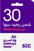 بطاقة إعادة شحن سوا بقيمة 34.50 ريال