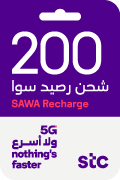 بطاقة إعادة شحن سوا بقيمة 230 ريال